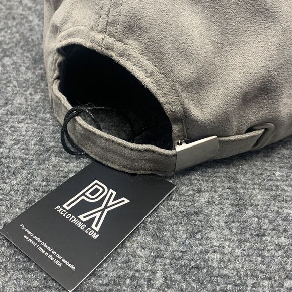 PX CLOTHING Soft Faux Gray Suede Adjustable Baseball Cap 1 Size Fits Most - Picture 7 of 9